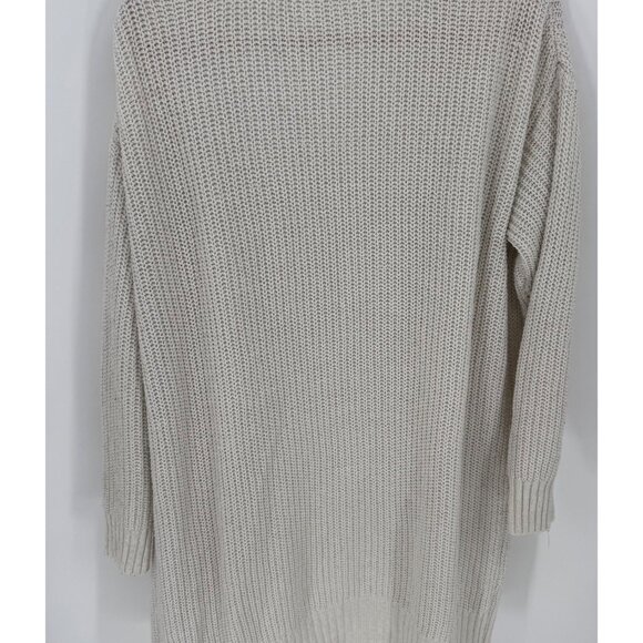 Womens Open Front Knit Cardigan W/ Pockets Beige Long Sleeve Soft Comfort - Picture 2 of 7